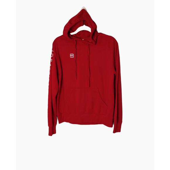 IDEALFIT ATHLETE‎ Womens Sz S Maroon Red Sweatshirt Hooded Pockets Lightweight - Picture 3 of 7